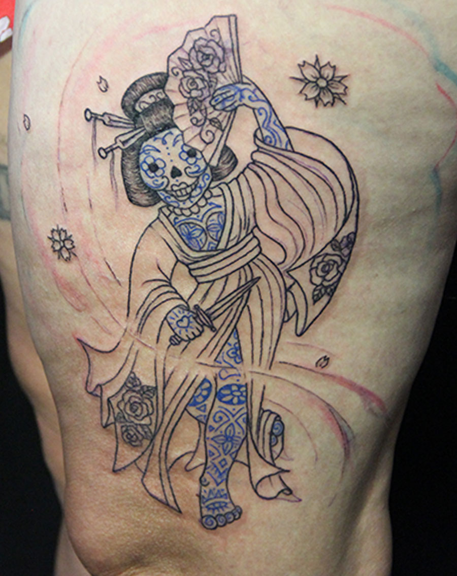 tracé de la kalav-geisha et de ses tattoos